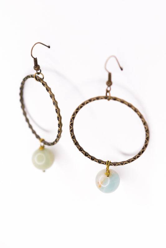 Circle and Amazonite Bead Earrings