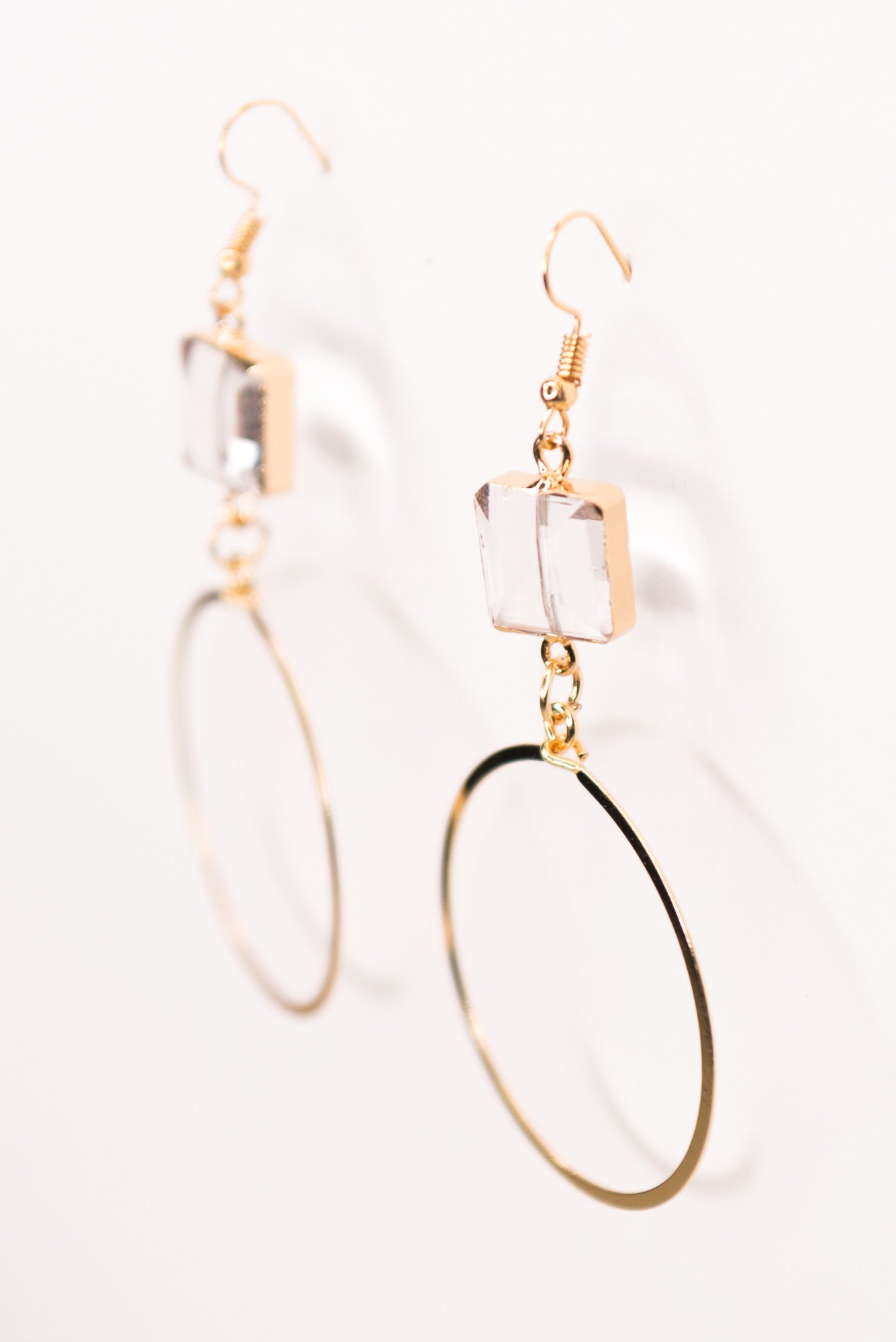 Square Glass Bead & Circle Earrings