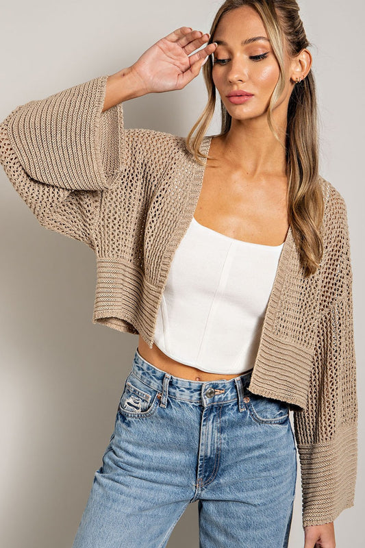 Open Knit Cropped Cardigan
