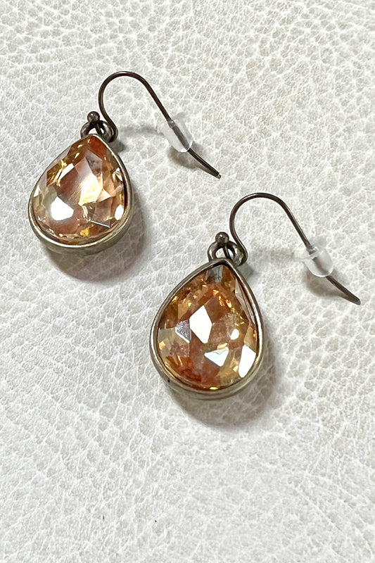 Bronze Crystal Teardrop Earrings