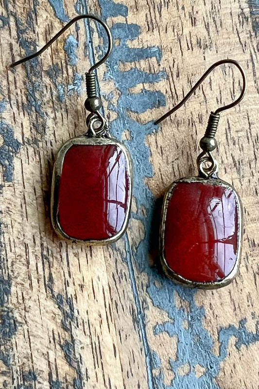 Red Agate Stone Earrings
