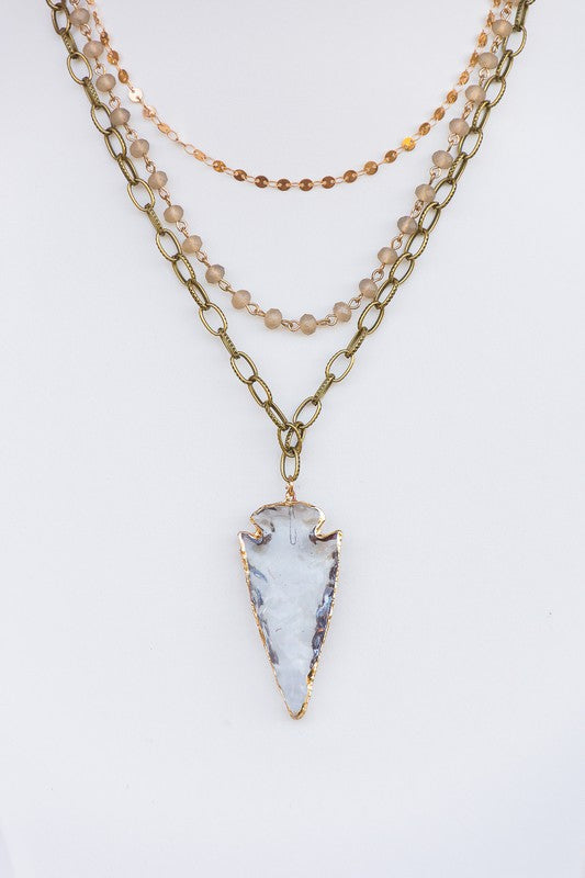 Crystal Arrowhead Pendant Necklace